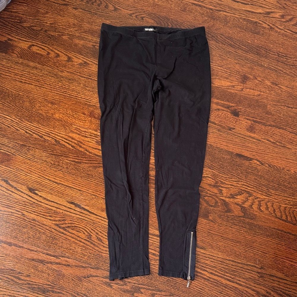 Kensie Black Leggings with Ankle Zipper